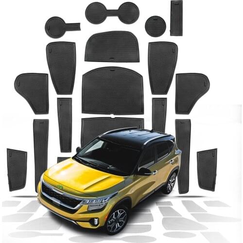 LFOTPP Car Door Groove Mat For Seltos 2021/Celltos 2019 2020 Anti-Slip Gate Slot Pads Auto Interior Accessories Black 20 Pcs