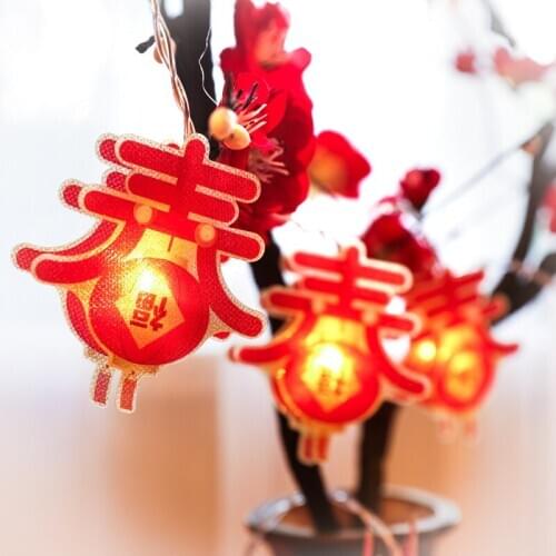 Red Lantern Chinese Knot LED String Light Christmas Remote Control Battery Operated Wedding Party Supplies Lunar New YearDecorat