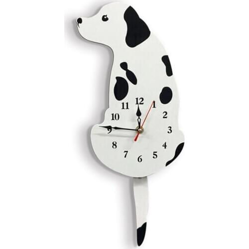 Creative Cartoon Dog Hanging Clock Cute Acrylic Wagging Tail Dog Wall Clock for Household Live Room Decorative Wall Clocks
