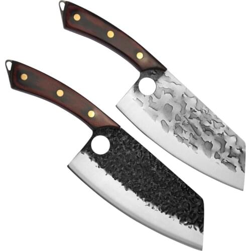 Kitchen Chef Knife Sharp Cooking Knife High Carbon Steel Chopping Knife 7.5 Inch Hamme Pattern Square Head Cooking Accessories