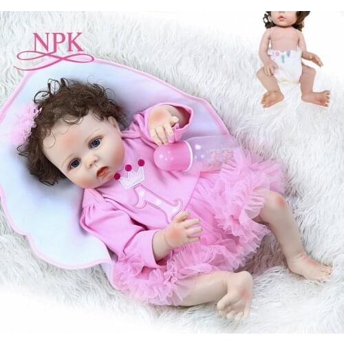 56CM new full body slicone waterproof soft real flexible touch reborn baby girl bebe doll reborn Bath toy hand rooted