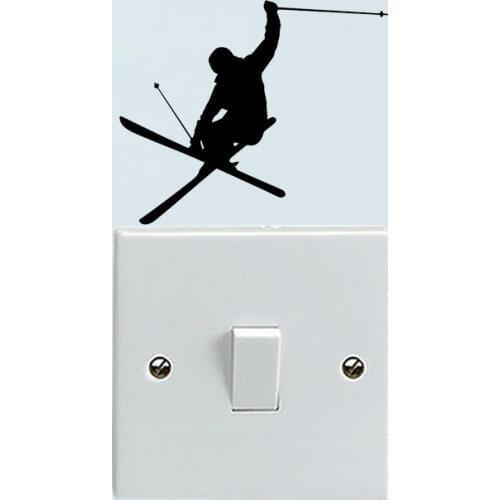 Skiing Ski Sport Vinyl Bedroom Wall Sticker Switch Decal Home Decor 6SS0407