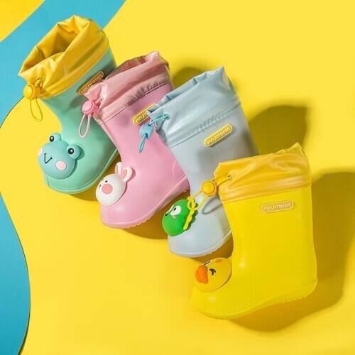 Fashion Toddler Infant Kids Baby Boys Girls Cartoon Printed PVC Rain Ankle Boots Non-Slip Children Waterproof Water Shoes#g4