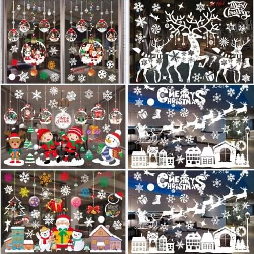 29Type Christmas Window Stickers 2022 New Year Merry Christmas Decorations For Home Christmas Wall Sticker Kids Room Wall Decal