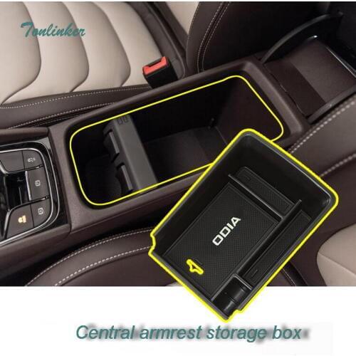 Tonlinker Cover Stickers for SKODA KODIAQ 2017-18 Car Styling 1 PCS Stainless steel The Stowing Tidying of Armrest box Storage