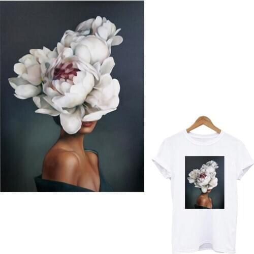 Patches On Clothes Flower Aesthetic Girl Iron-on Transfer For Clothing DIY Washable T-shirt Model Patch Applique Decoration