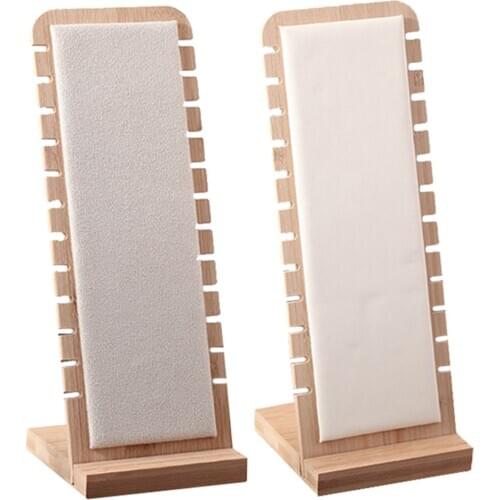 2pcs Elegant Jewelry Display Holder Desktop Stand L-Shape Suede Leather for Necklace Bracelets Pierced Earrings Studs Holder