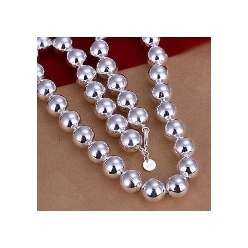 Wholesale fashion jewelry necklace, M925 sterling Silver color 10mm hollow necklace. Nice jewelery quality good N161