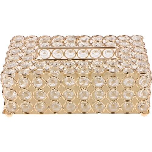 LBER Crystal Facial Tissue Box Holder Crystal Square Napkin Dispenser Bedroom Office Hotel Cafe Coffee House Bar