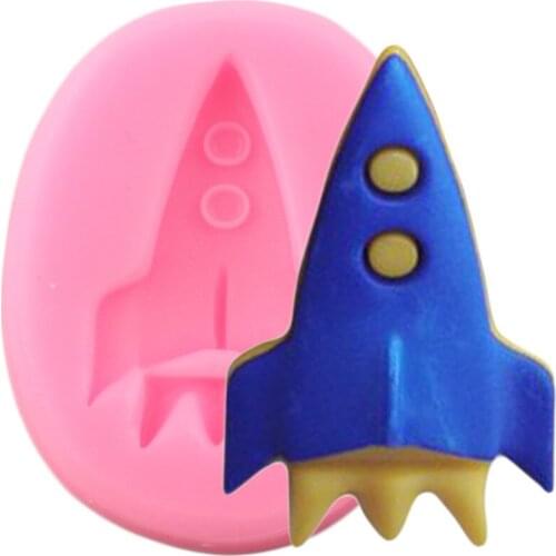 Rocket Silicone Molds Baby Birthday Spaceship Cupcake Topper Fondant Cake Decorating Tools Candy Clay Chocolate Gumpaste Moulds