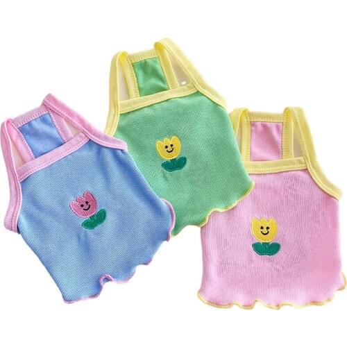 Cute Flower Dog Clothes Pet Tshirt Summer Sleeveless Girl Hoodies Vest For Small Dogs Cat Shirt Sweatshirt Outfit For Hiromi XL