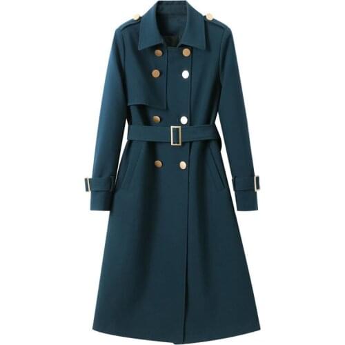 2021 Spring Autumn Women Long Windbreaker Trench Coat New High-End Fashion Lady