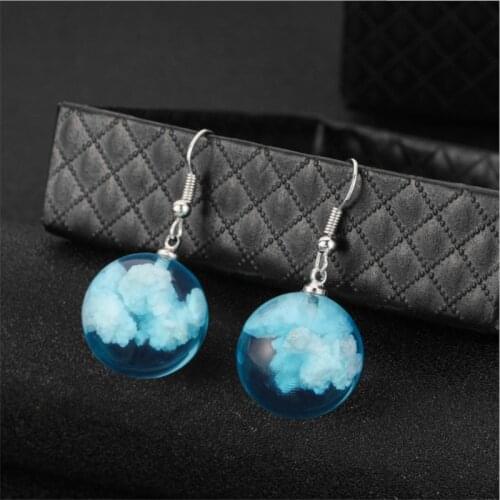 Drop Earrings For Women Blue Sky White Cloud Resin Hanging Dangle Earrings Bride Wedding Earring Jewelry Gifts