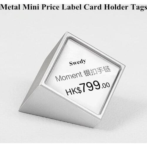 High Quality Mini Metal Price Card Label Holder Tag Small Aluminum Sign Display Holder Price Name Card Tag Case Stands
