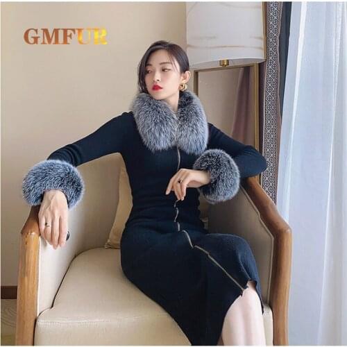 Ladies Real Fox Fur Collar 100% Genuine Natural Fox Scarf Cuff Set Neck Warm Comfortable Shawl Luxury Brand collar Arm Set
