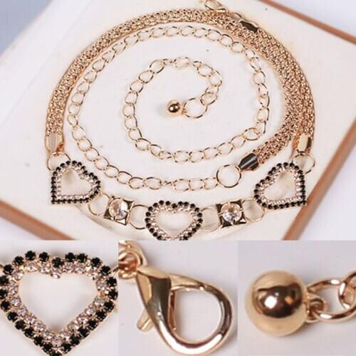 1PC Dress Belt Women'a Fashion Metal Love Heart Chain Belt Gold Dilver Metal Chian Chunky Fringes Clothes Jeans Belt Hip
