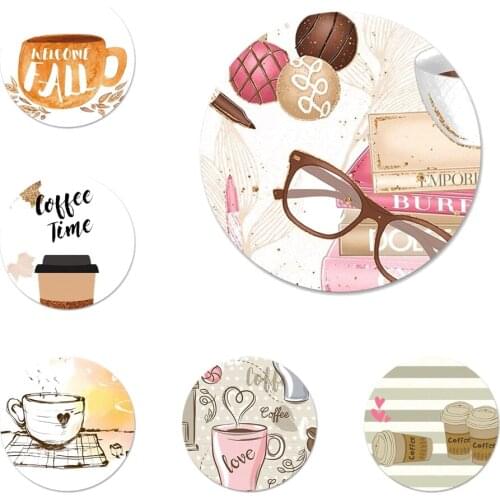 Coffe time Icons Pins Badge Decoration Brooches Metal Badges For Clothes Backpack Decoration 58mm