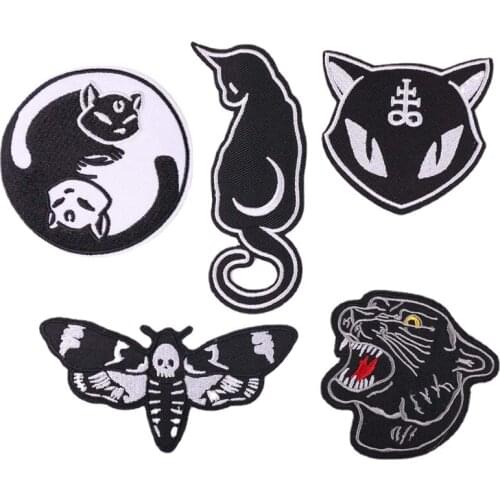 1PCS Tiger Cat Butterfly Iron on Patches Sewing Embroidered Applique for Jacket Clothes Stickers Badge DIY Apparel Accessories