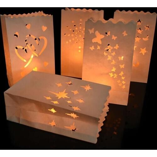 10pcs/lot Festival Candle Bag Tea Light Holder Luminaria Paper Lantern Candle Bag Wedding Birthday Party Home Outdoor Decoration