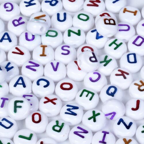 100Pcs 10mm Random Mix Colorful Letter Beads Acrylic White Alphabet Bead With Colorful Letter Bead For DIY Bracel Jewelry Making