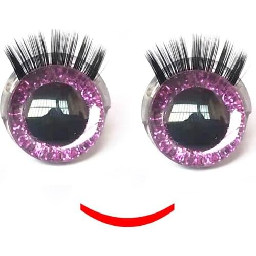 20pcs Eyelashes Shiny Safety 3D Eyes of Hand Painted 20mm Multicolor with Eyelashes Glitter Safety Eyes Stereoscopic 3D Eyes