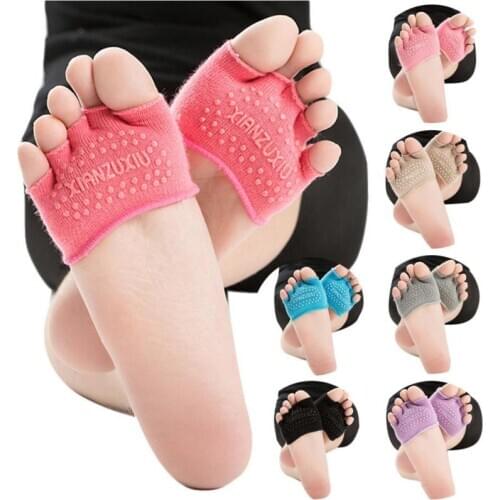 3 Pairs/Lot 1 pair Women Invisible Yoga Non Slip Toe Socks washable Half Grip Heel Five Finger Socks