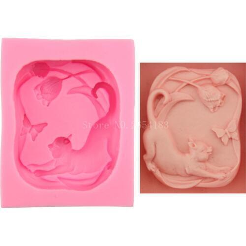 3D Animal Cate Flower Rose Silicone Soap Big Mold Fondant Cake Moulds Cupcake Candy Chocolate Decoration Baking Tool FQ2920