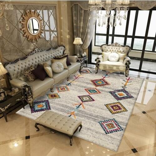 Bohemian Moroccan Retro Carpet Home Living Room Bedroom Large Area Carpet Non-Slip Sofa Chair Study Decoration Table Mat