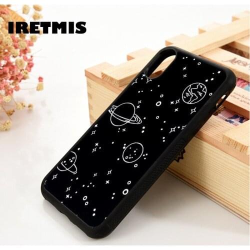 Iretmis 5 5S SE 6 6S Silicone Phone Case Cover for iPhone 7 8 Plus X Xs 11 12 MINI Pro Max XR Galaxy Planet And Stars Print