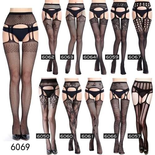 Black Floral Lace Sexy Garter Stocking Belt Set Sexy Lingerie Womens Underwear Transparent Free Size Erotic Jumpsuits For sex