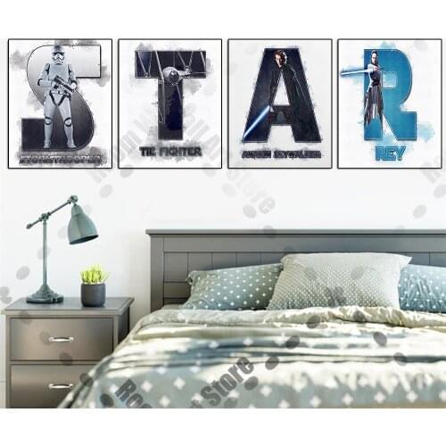 Disney Personalized Name Custom Poster Star Wars Watercolor Canvas Painting Marvel Wall Pictures Living Boy Room Home Decoration