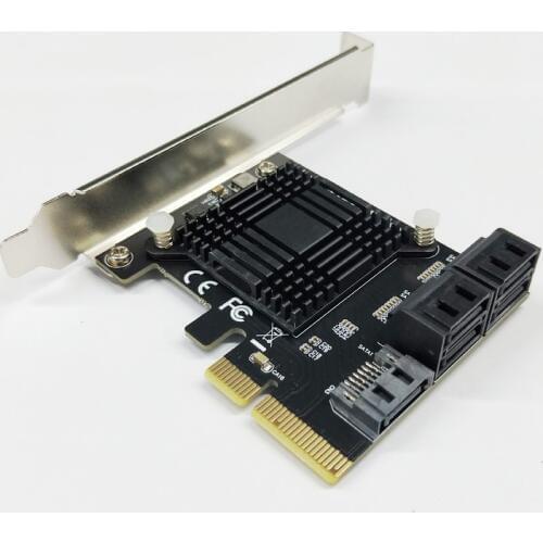 H1111Z Add On Cards PCIE SATA Controller PCI-E SATA Hub/Card PCIE to SATA 3.0 Card 5-Port SATA3 SSD PCI Express X4 Gen3 Adapter