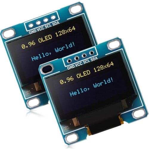 HOT-2Pcs 0.96 Inch Display Module 12864 128X64 SSD1306 Driver IIC I2C Serial Self-Luminous Display Board for Raspberry PI