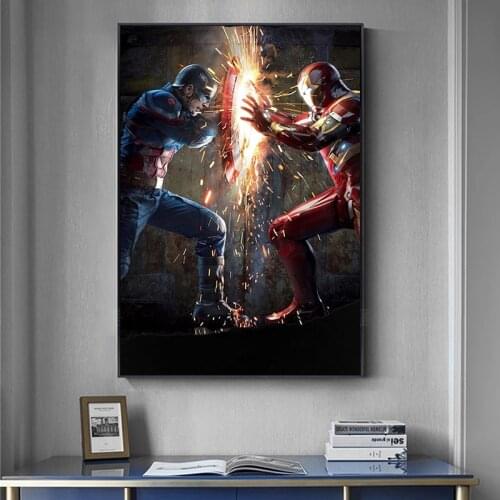 Canvas Painting Marvel Avengers Superhero Captain America Iron Man Prints Posters Wall Art Picture for Living Room Decor Cuadros