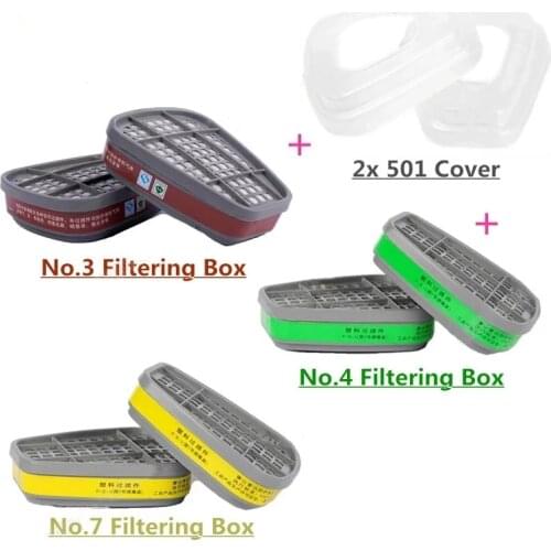 2pcs/Set New 6001cn Cartridge Gas Mask Replaceable Filtering Cartridge Box For 6000 7500 6800 6500 Gas Chemical Mask