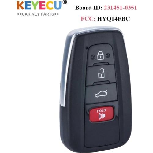 KEYECU Smart Remote Car Key for Toyota Camry 2018-2020, Fob 4 Button - 315MHz - HYQ14FBC 89904-06220, 89904-06240, 231451-0351 G