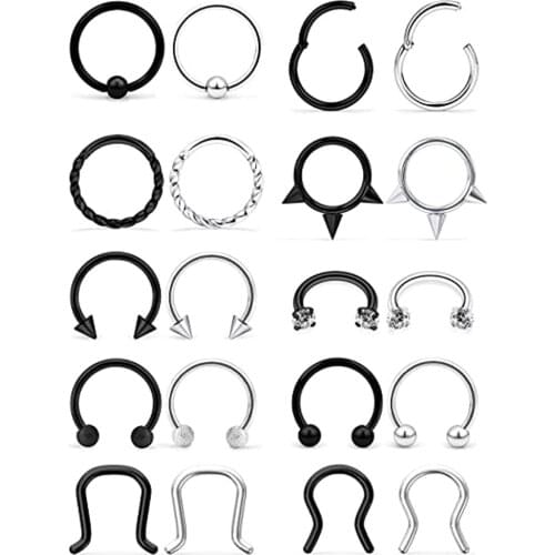 Septum Jewelry Stainless Steel Hinged Seamless Nose Hoop Ring Cartilage Daith Tragus Clicker Retainer Body Piercing Jewelry