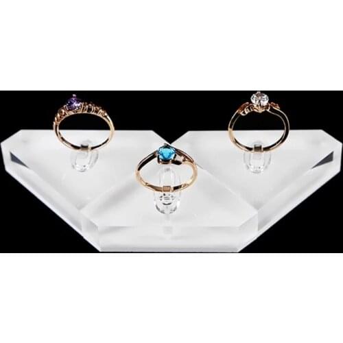 1piece Triangle/square Clear Acrylic Ring Jewelry Holder Photography Props Rings Clips Display Stand Rack