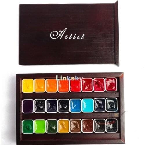 M.Graham Watercolor Pigment Sub-packaging Set, 24 36 48 70 Color Half-pan, Hand Account Novice Trial Suit, Tin or Woden Box