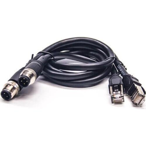 Elbow/Straight Male Plug RJ45 Socket Industrial Camera Wire M12 Connector 4Pin 8Pin to RJ45 Network Crystal Head Ethernet Cable