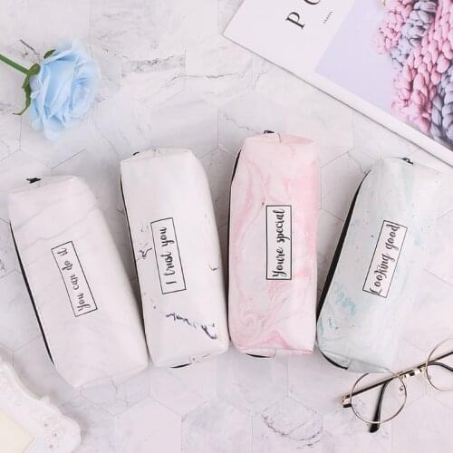 Marble Pencil Case Stationery School Supplies Storage Pencil Cases School Tools Q1JC
