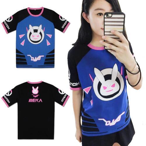 New Fashion T-shirt Game OW D.VA Rabbit Cosplay Dva Unisex Short Sleeve T-shirts Summer Tops Tee Shirt Costumes