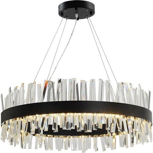 New modern chandelier black round crystal lamp living room decoration chandelier LED hotel lamp