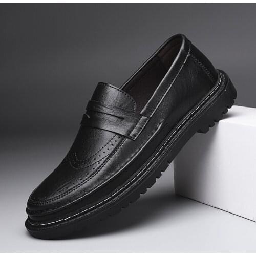 New Split Leather Mens Walking Shoes Flat Brogues Loafers Man Outdoor Office Business Car Shoes Male Sneakers Zapato Chaussures