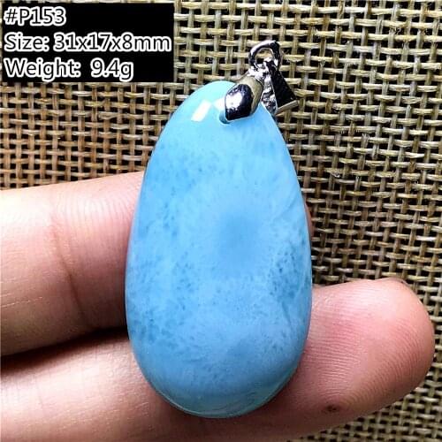 Natural Blue Larimar Pendant For Women Man Birthday Luck Love Gift Crystal Oval Beads Silver Water Pattern Stone Jewelry AAAAA
