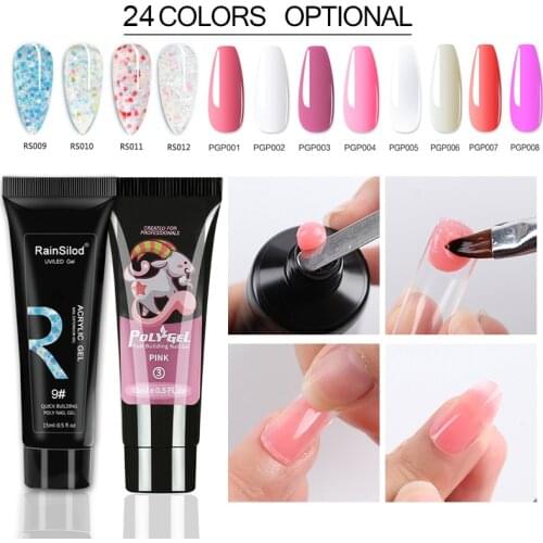 24Color Poly Acrylic Gel Quick Building Extension Finger 15ML Nail Glue UV Polygels For Nails Art Enamel 7.5ml Base Top Coat