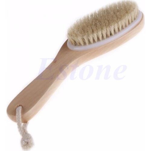 Full Body Natural Bristle Dry Skin Exfoliation Brush Detox Cellulite Cleaner #D12505