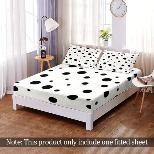 Queen King 3D Print Modern Simple Dots Pattern Fitted Sheet Custom Fashion Elastic Band Bed Sheet Bedroom Flats Home Decor Adult