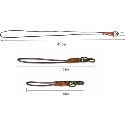 Real Leather Lanyard with Clip, Leather Necklace Lanyard Keychain for Keys, ID Badge Holder, Wallet, Cell Phone Holder