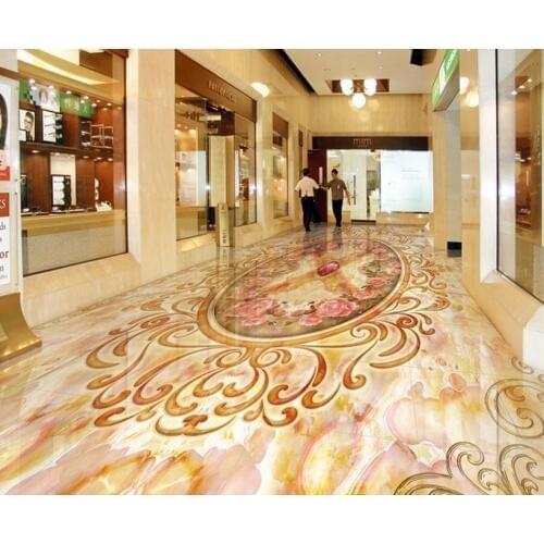 Customize 3d flooring wallpaper Luxury marble parquet kitchen Living room bedroom wallpaper self adhesive